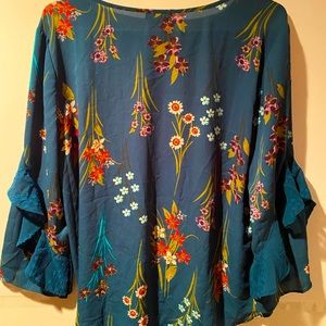 Van Heusen Floral Blouse with Flutter Sleeves